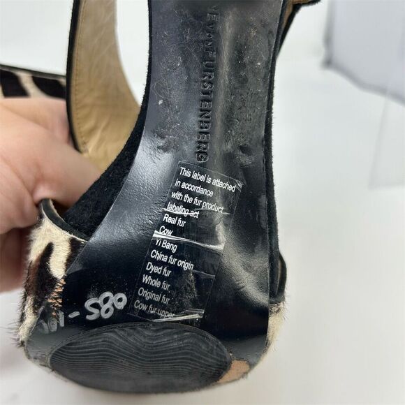 Diane von Furstenberg Women's Animal Print Stiletto Slingback Heels Size 8.5 - Picture 13 of 13